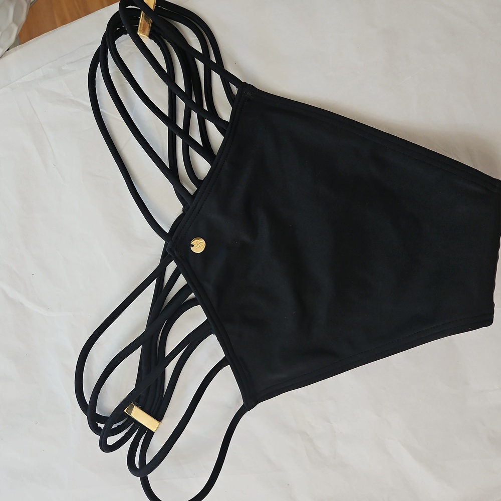 NWT Victoria Secret Black Strappy Bikini Set Top Size M Bottoms size S - Picture 13 of 17